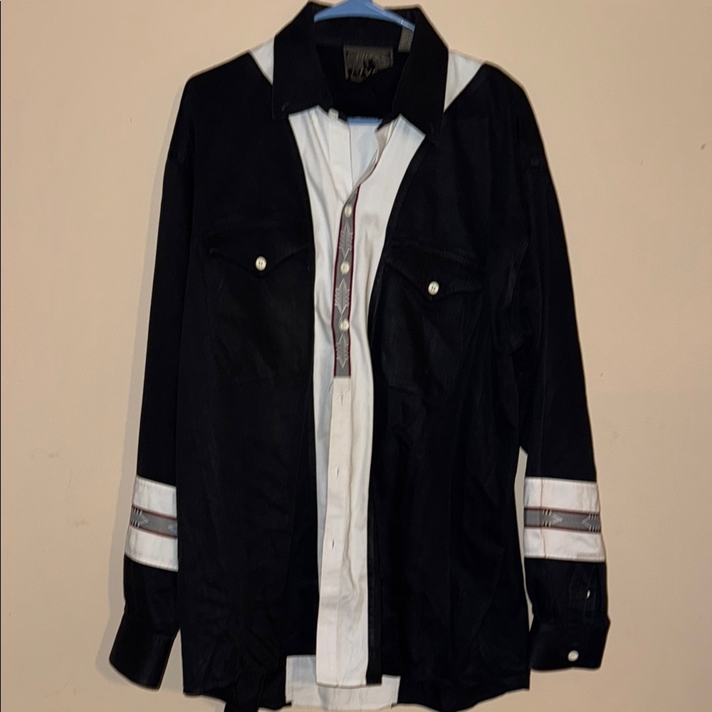 Spindle River XL Men's Black and White Western Shirt Vintage